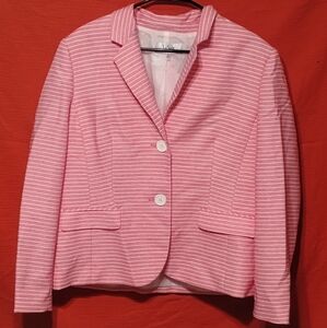 Pink with white stripes coat